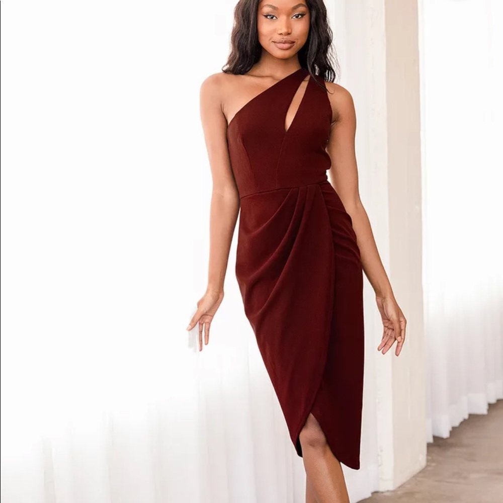 Lulus burgundy asymmetrical dress